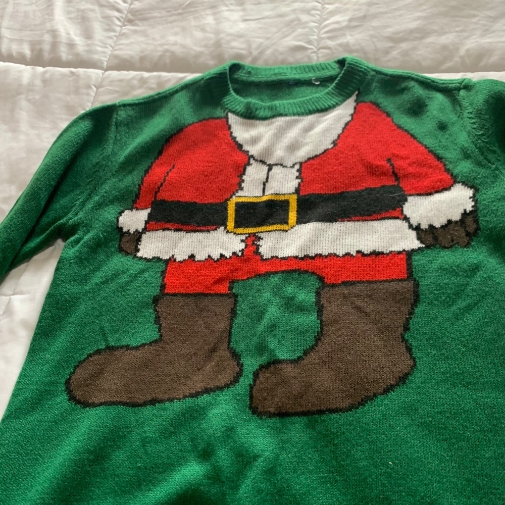 H & M Santa sweater green